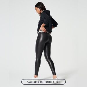 spanx black faux leather leggings xs